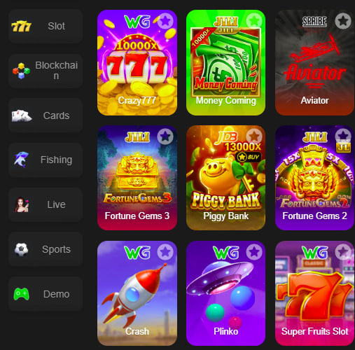 Main screen of Allslots777 game page for PK players - 4